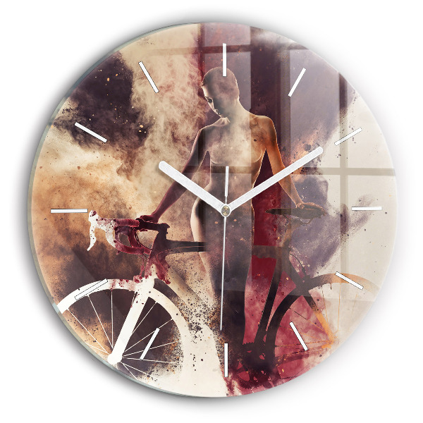 Horloge ronde Femme et vélo