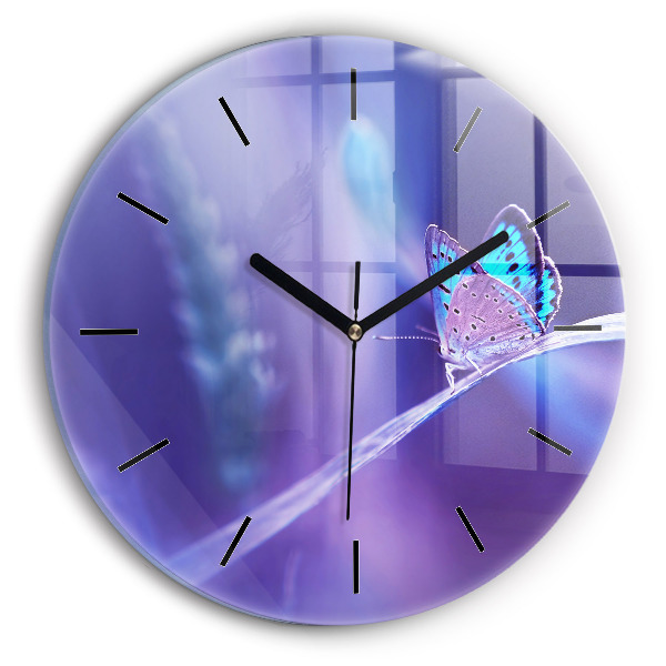 Horloge ronde 'Papillon sur l''herbe'