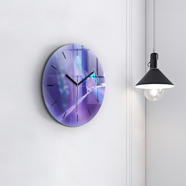 Horloge ronde 'Papillon sur l''herbe'