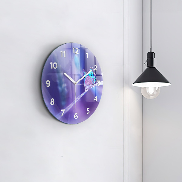 Horloge ronde 'Papillon sur l''herbe'