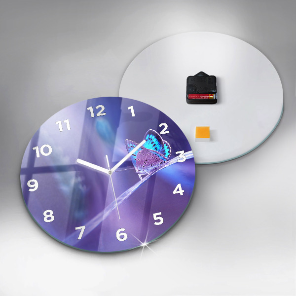 Horloge ronde 'Papillon sur l''herbe'
