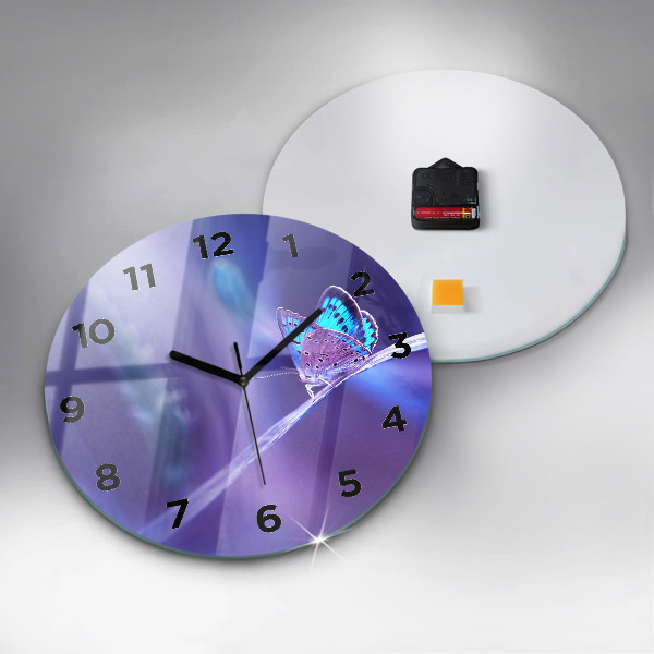 Horloge ronde 'Papillon sur l''herbe'