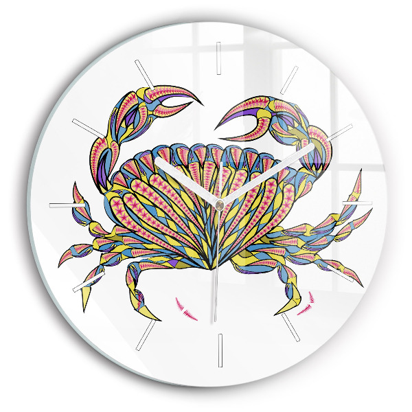 Horloge ronde Crabe ethnique