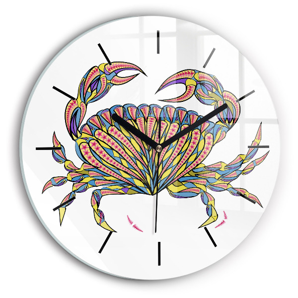 Horloge ronde Crabe ethnique