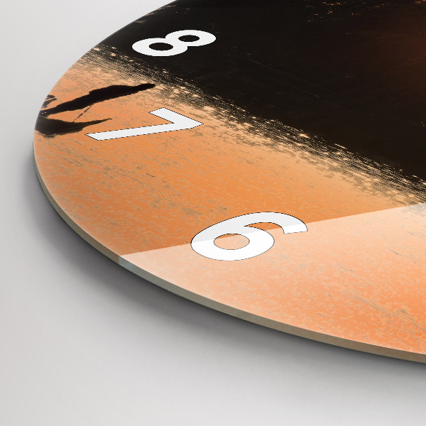 Horloge ronde Coucher de soleil et palmiers