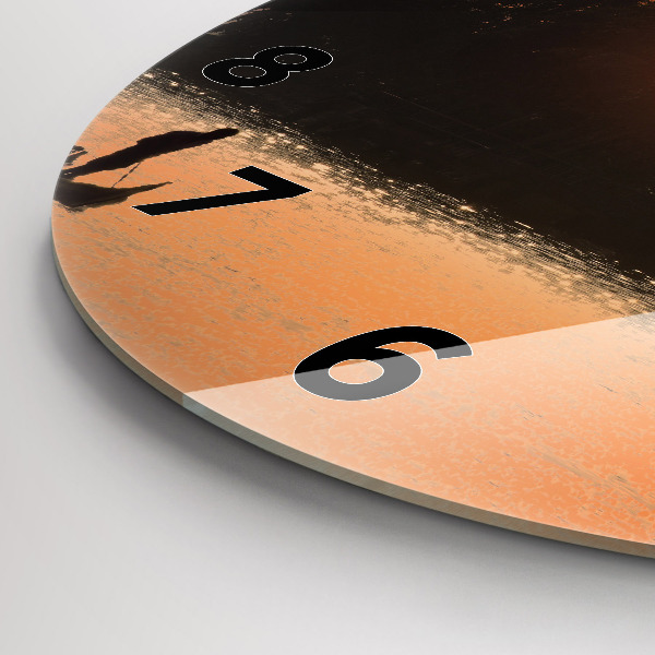 Horloge ronde Coucher de soleil et palmiers