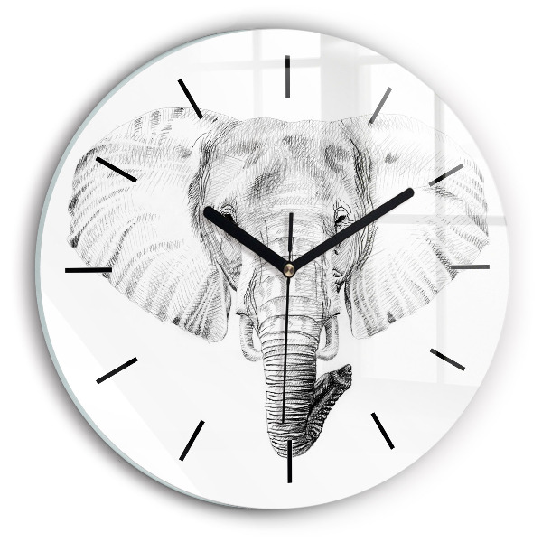 Horloge ronde 'Tête d''éléphant graphique'