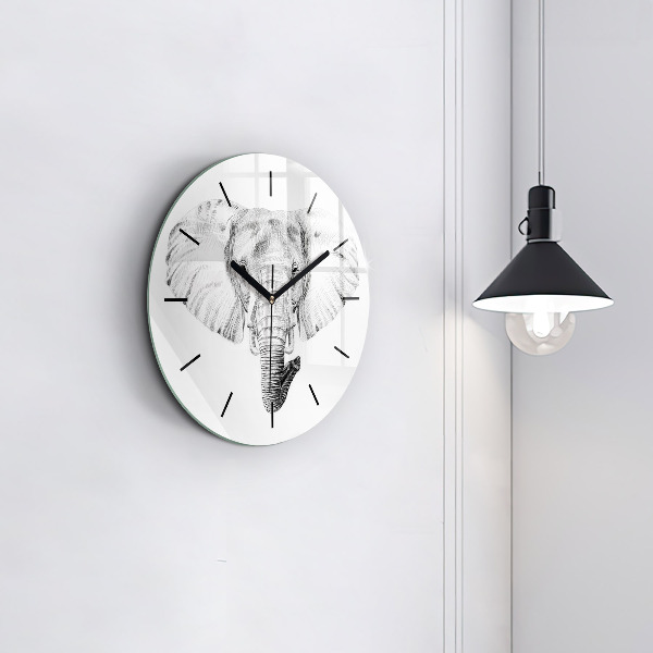 Horloge ronde 'Tête d''éléphant graphique'