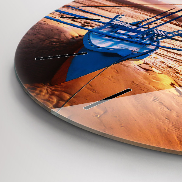 Horloge ronde Bateau et coucher de soleil