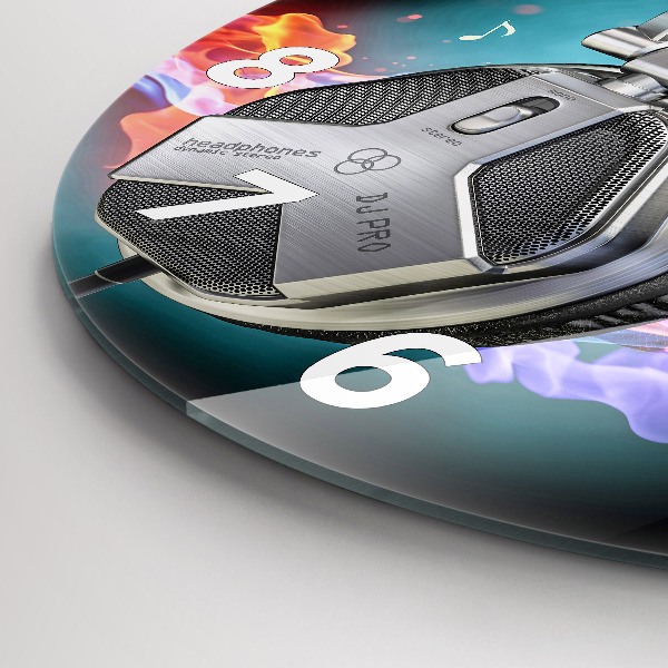 Horloge ronde Casques et ondes sonores