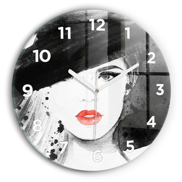 Horloge ronde Femme au chapeau