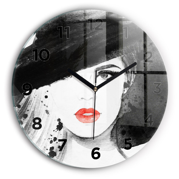 Horloge ronde Femme au chapeau