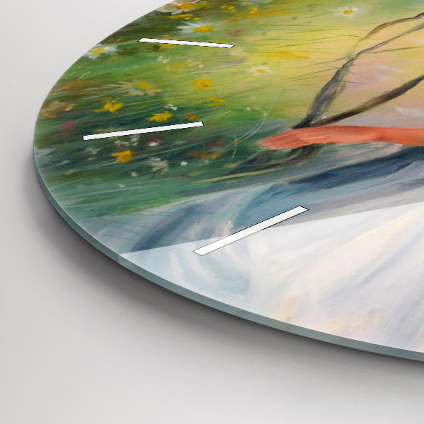 Horloge ronde Belle femme avec un cheval