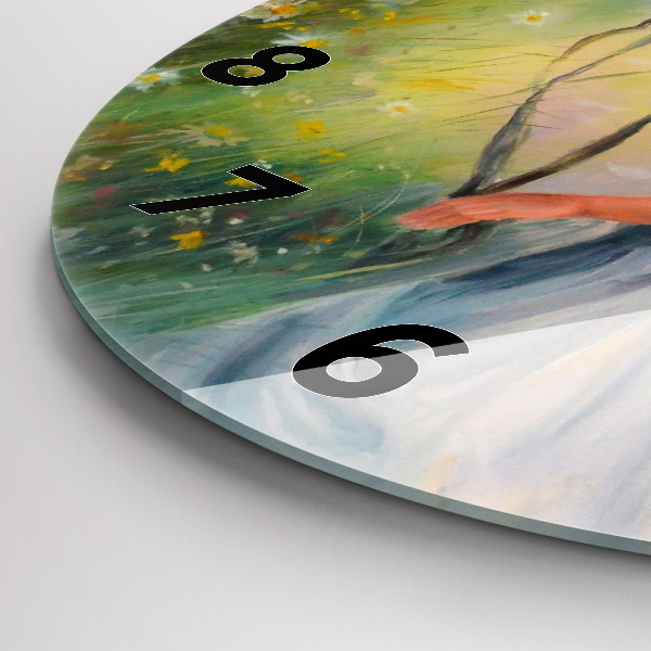 Horloge ronde Belle femme avec un cheval