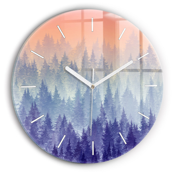 Horloge ronde Forêt dans le brouillard
