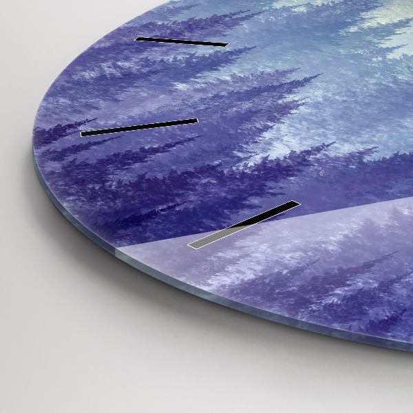 Horloge ronde Forêt dans le brouillard