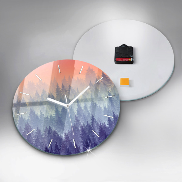 Horloge ronde Forêt dans le brouillard