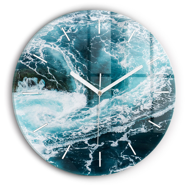 Horloge ronde Vagues tourbillonnantes et mousseuses