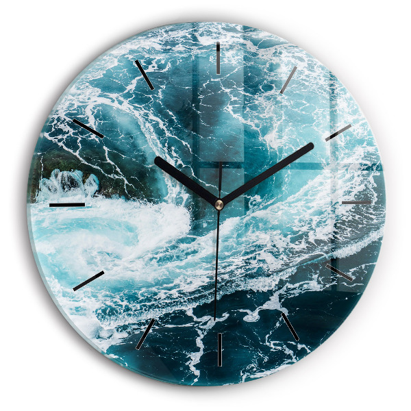 Horloge ronde Vagues tourbillonnantes et mousseuses