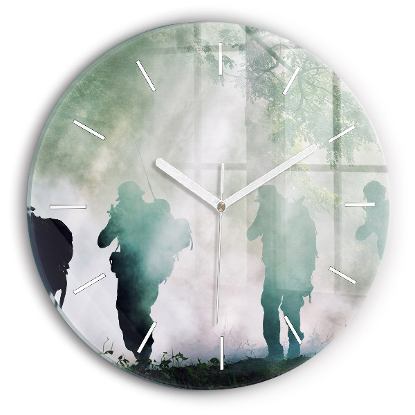 Horloge ronde 'Soldats de l''armée dans la forêt'