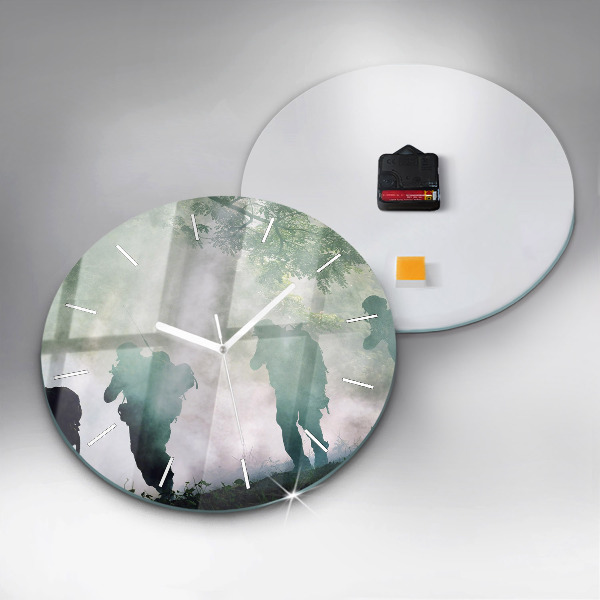 Horloge ronde 'Soldats de l''armée dans la forêt'