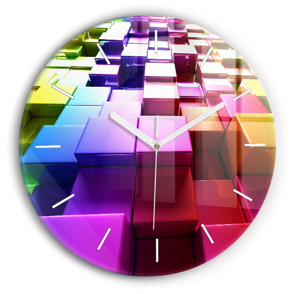 Horloge ronde Cubes colorés