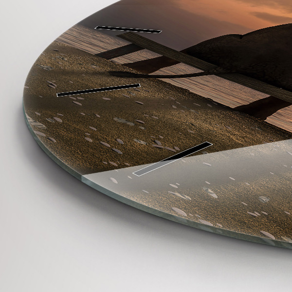 Horloge ronde Animaux et coucher de soleil