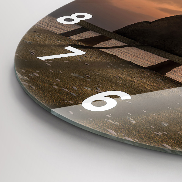 Horloge ronde Animaux et coucher de soleil