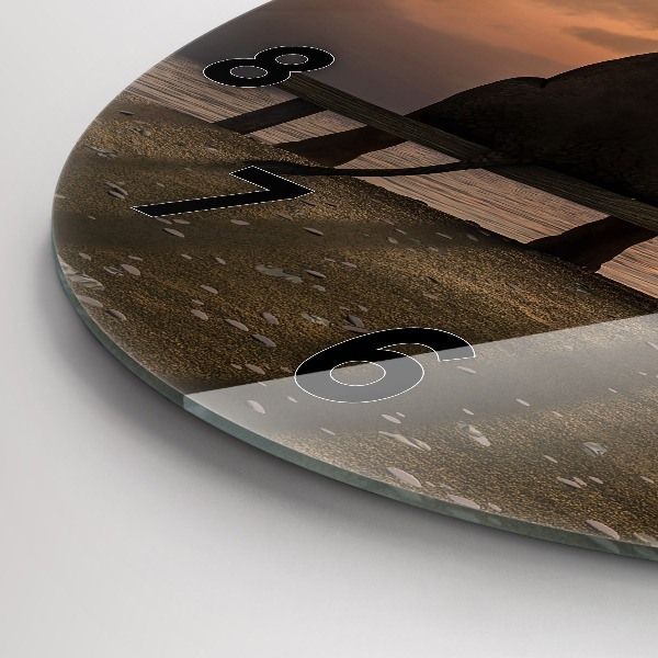 Horloge ronde Animaux et coucher de soleil