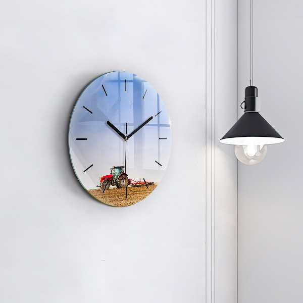 Horloge ronde Un agriculteur sur un tracteur