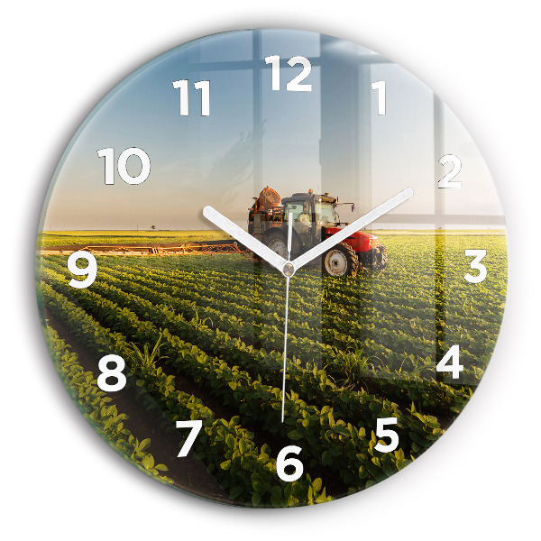Horloge ronde Tracteur dans un champ agricole