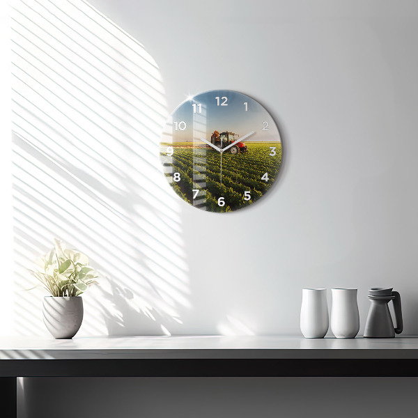 Horloge ronde Tracteur dans un champ agricole