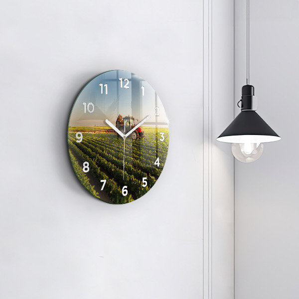 Horloge ronde Tracteur dans un champ agricole