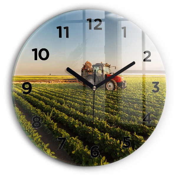 Horloge ronde Tracteur dans un champ agricole