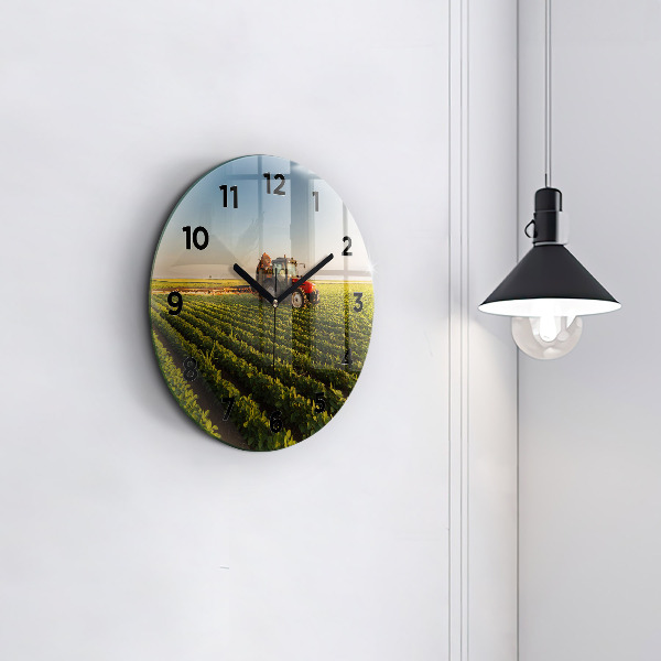 Horloge ronde Tracteur dans un champ agricole