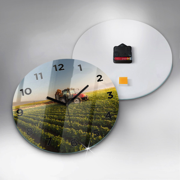 Horloge ronde Tracteur dans un champ agricole