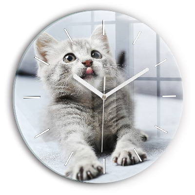 Horloge ronde Chat sur le canapé