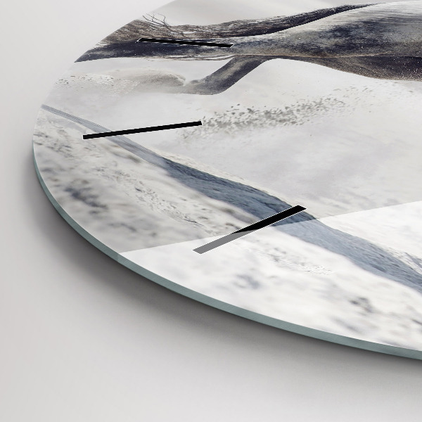 Horloge ronde Cheval blanc au galop