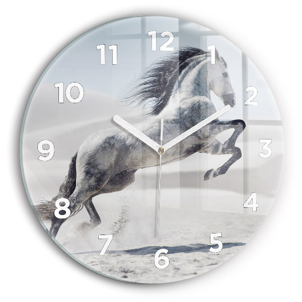 Horloge ronde Cheval blanc au galop