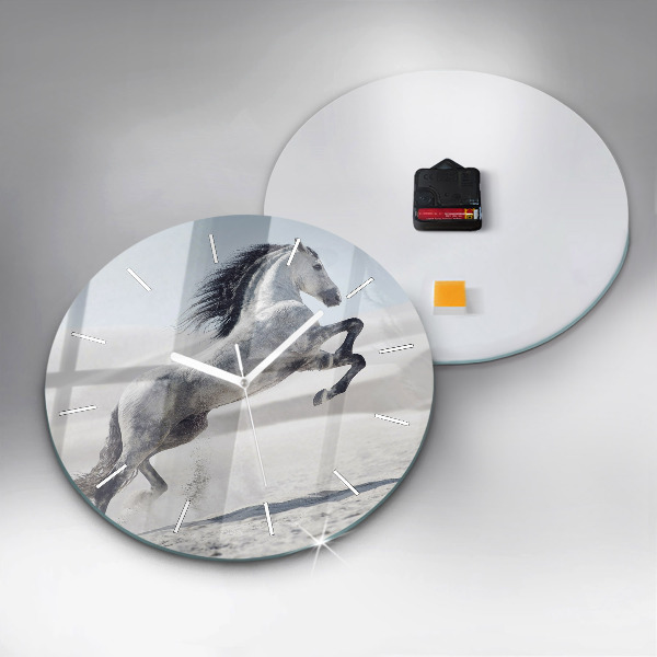 Horloge ronde Cheval blanc au galop