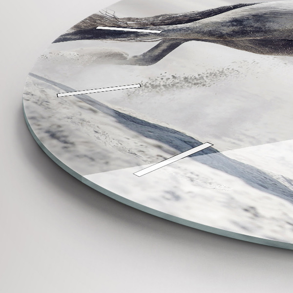 Horloge ronde Cheval blanc au galop