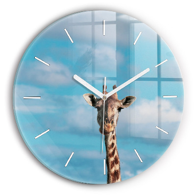 Horloge ronde Tête de girafe contre le ciel