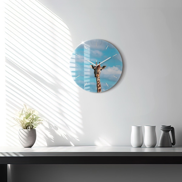 Horloge ronde Tête de girafe contre le ciel