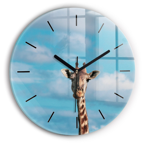 Horloge ronde Tête de girafe contre le ciel