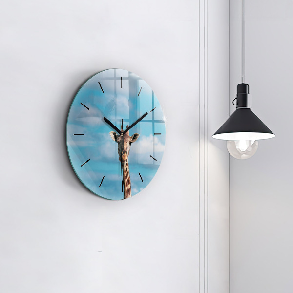 Horloge ronde Tête de girafe contre le ciel