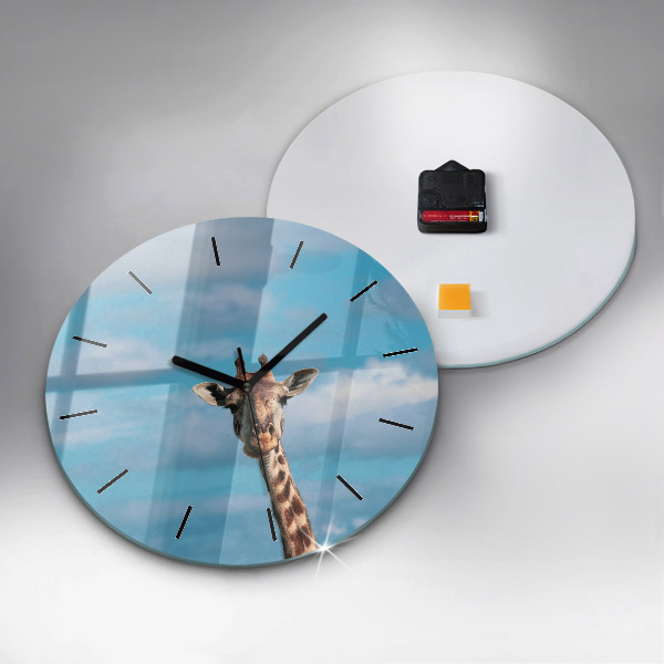 Horloge ronde Tête de girafe contre le ciel