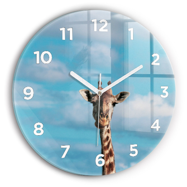 Horloge ronde Tête de girafe contre le ciel