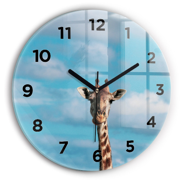 Horloge ronde Tête de girafe contre le ciel