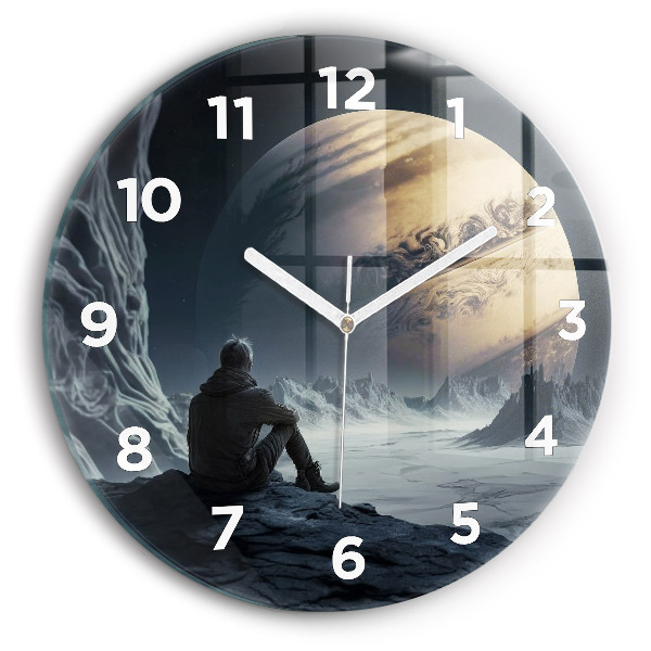 Horloge ronde 'L''homme devant la lune'