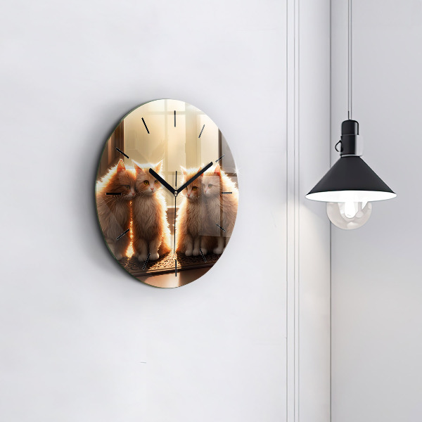 Horloge ronde Quatre chatons au soleil